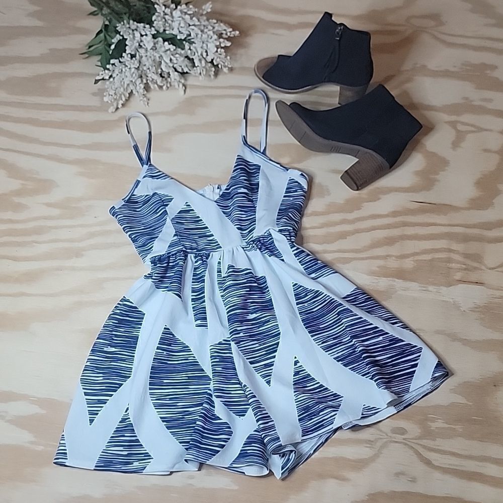 Blue and White Romper